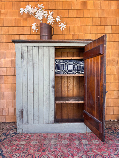Antique Painted Olive Green Cabinet