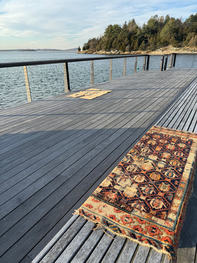 Vintage Worn In Rug - Orange Border