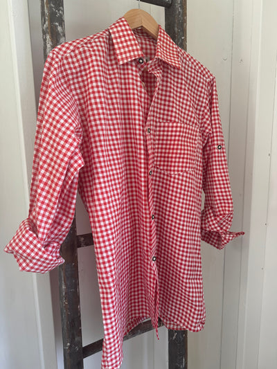 Vintage Cotton Gingham Shirt - Red