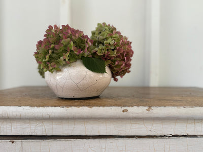 Small Vintage White Crackle Vessel