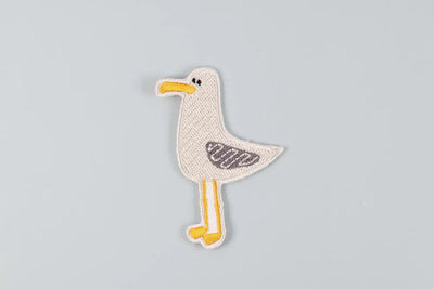 Seagull Embroidered Iron-On Patch Coastal Bird Design Beach