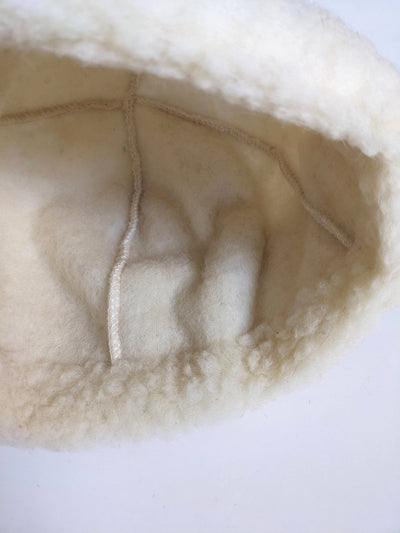 Winter 100% Sheep Wool Hat, Made in Poland : Cream