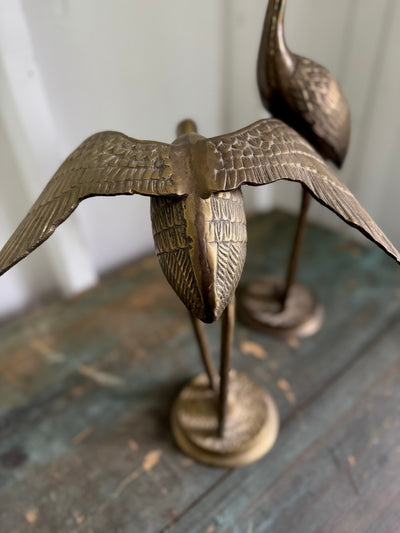 Pair of Vintage Brass Cranes