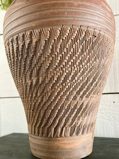 Vintage Handmade Terracotta Vase - 15"
