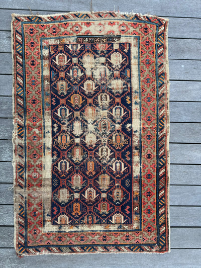 Vintage Worn In Rug - Orange Border