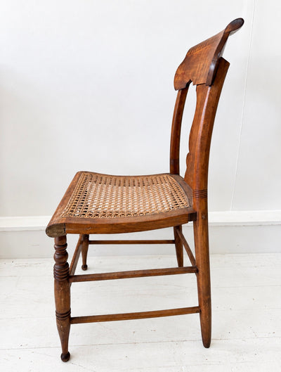 Antique Figured Maple Cane-Seat Dining Chairs -Set of 8