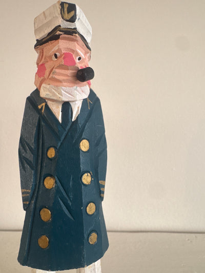 Vintage Handcarved Fisherman - Navy Peacoat