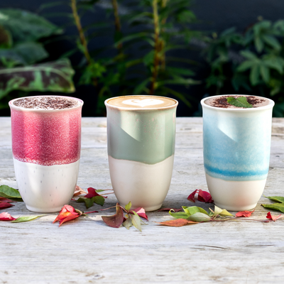 Lagoon Ceramic Coffee Cup – 12oz with Lid & Sleeve