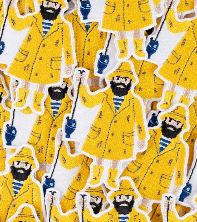 Old Salt Fisherman Patch Yellow Raincoat Embroidered Iron On