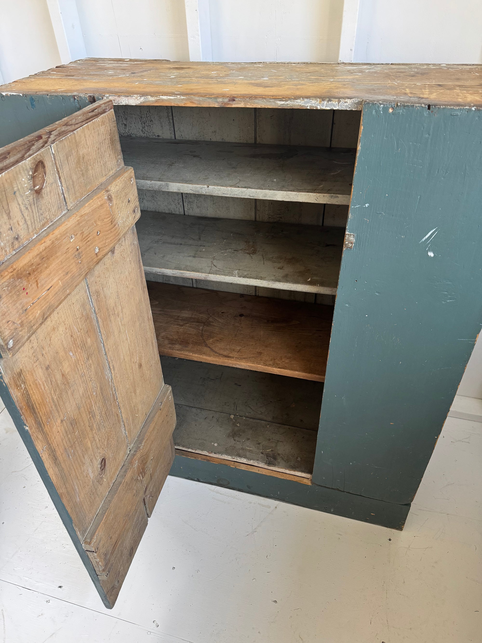 Antique Primitive Jelly Cabinet - Blue Paint