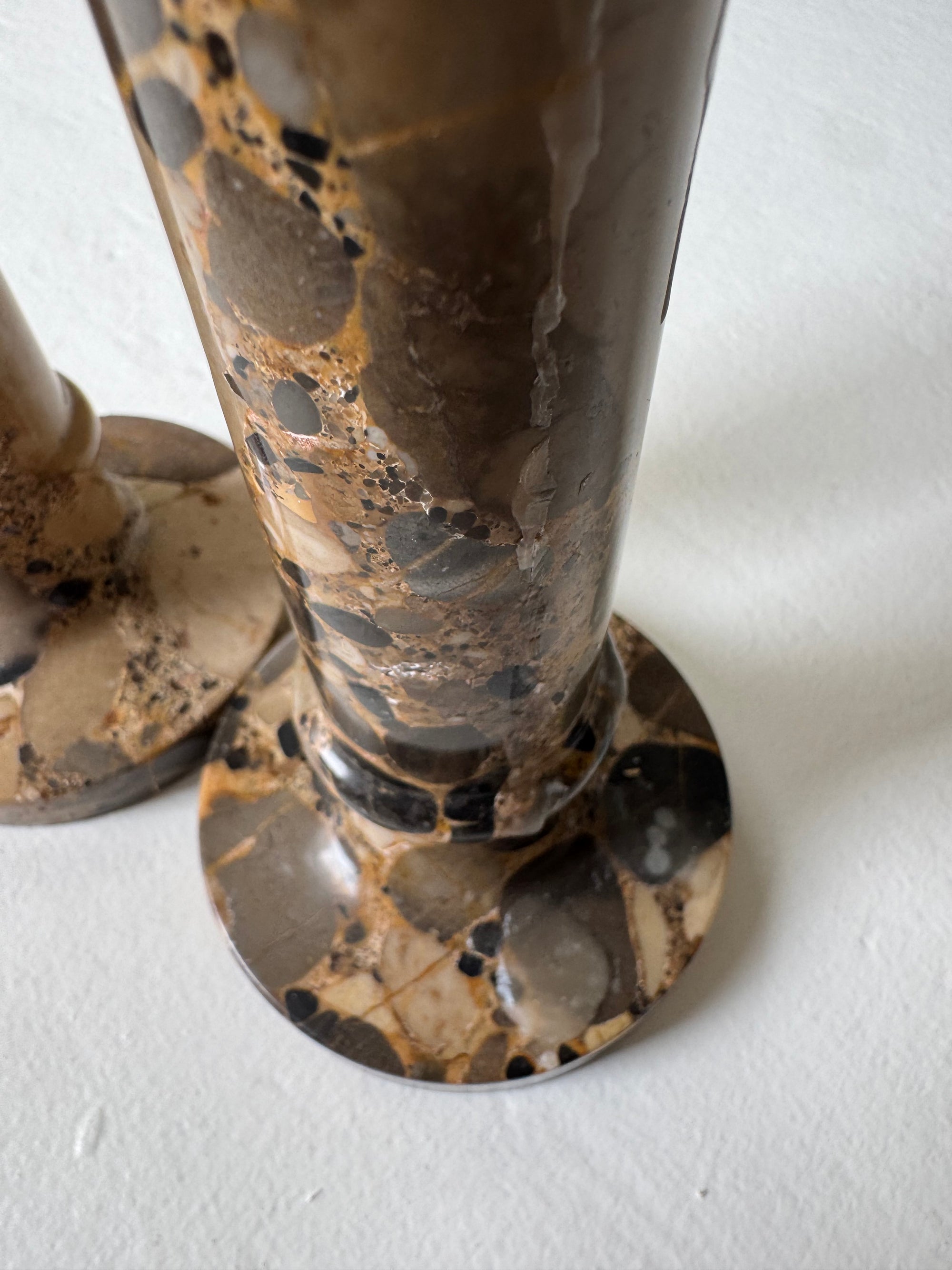 Pair of Vintage Stone Candlesticks