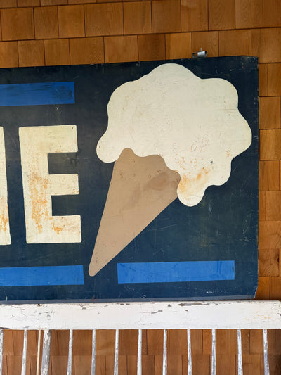 Vintage ONE Ice Cream Cone Metal Sign