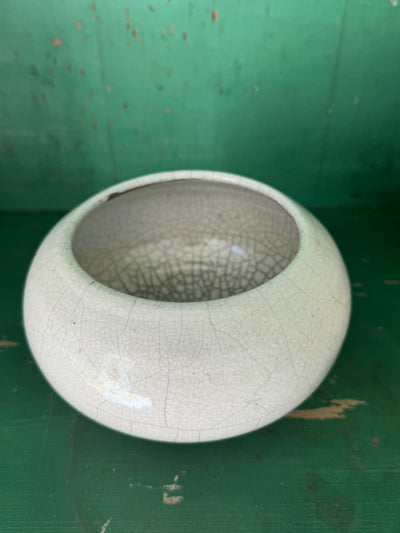 Small Vintage White Crackle Vessel