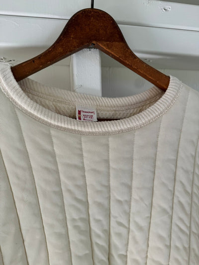60s Maritime Clothing Co. Quilted Thermal Sweatshirt - Ivory - Diamonds & Rust