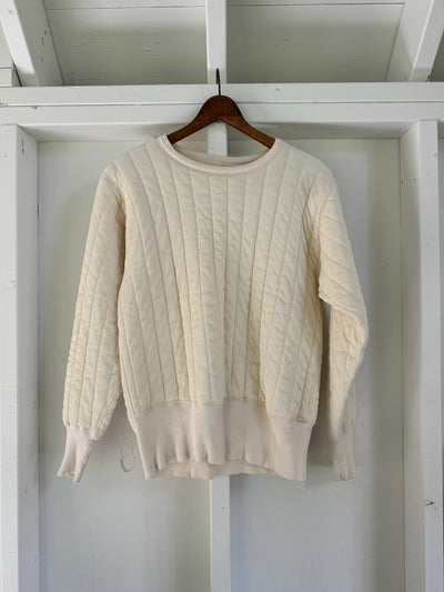 60s Maritime Clothing Co. Quilted Thermal Sweatshirt - Ivory - Diamonds & Rust