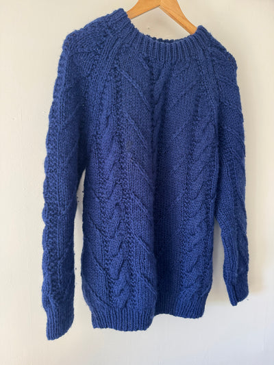 Vintage Wool Fishermen's Sweater Blue
