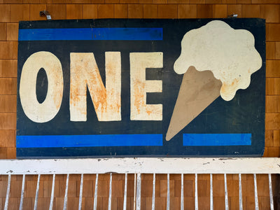 Vintage ONE Ice Cream Cone Metal Sign