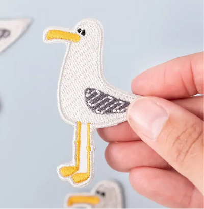 Seagull Embroidered Iron-On Patch Coastal Bird Design Beach