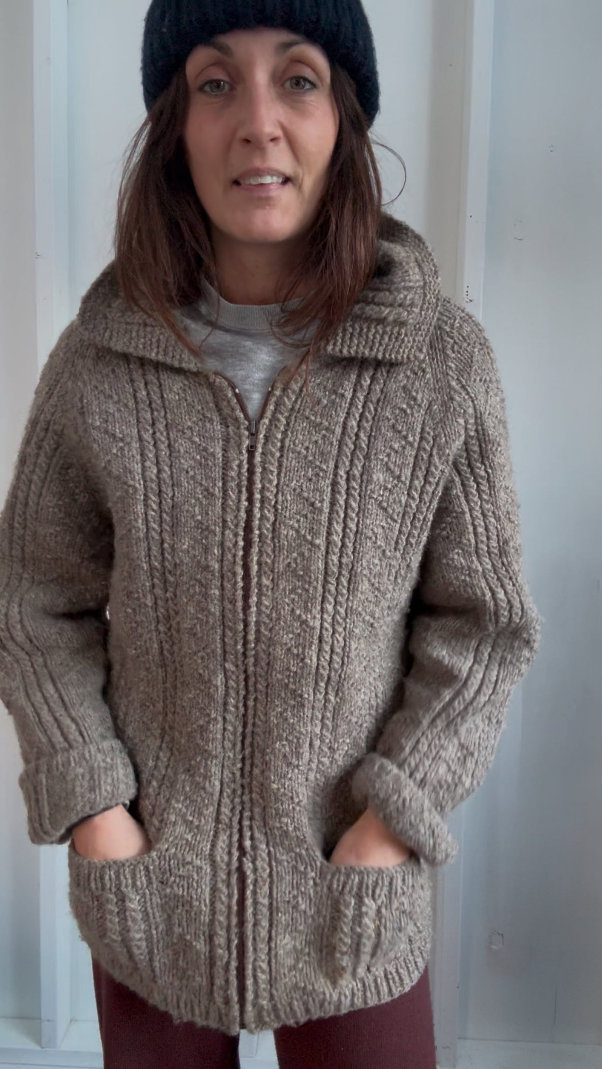 Vintage Fisherman's Zip Up Sweater - Grey