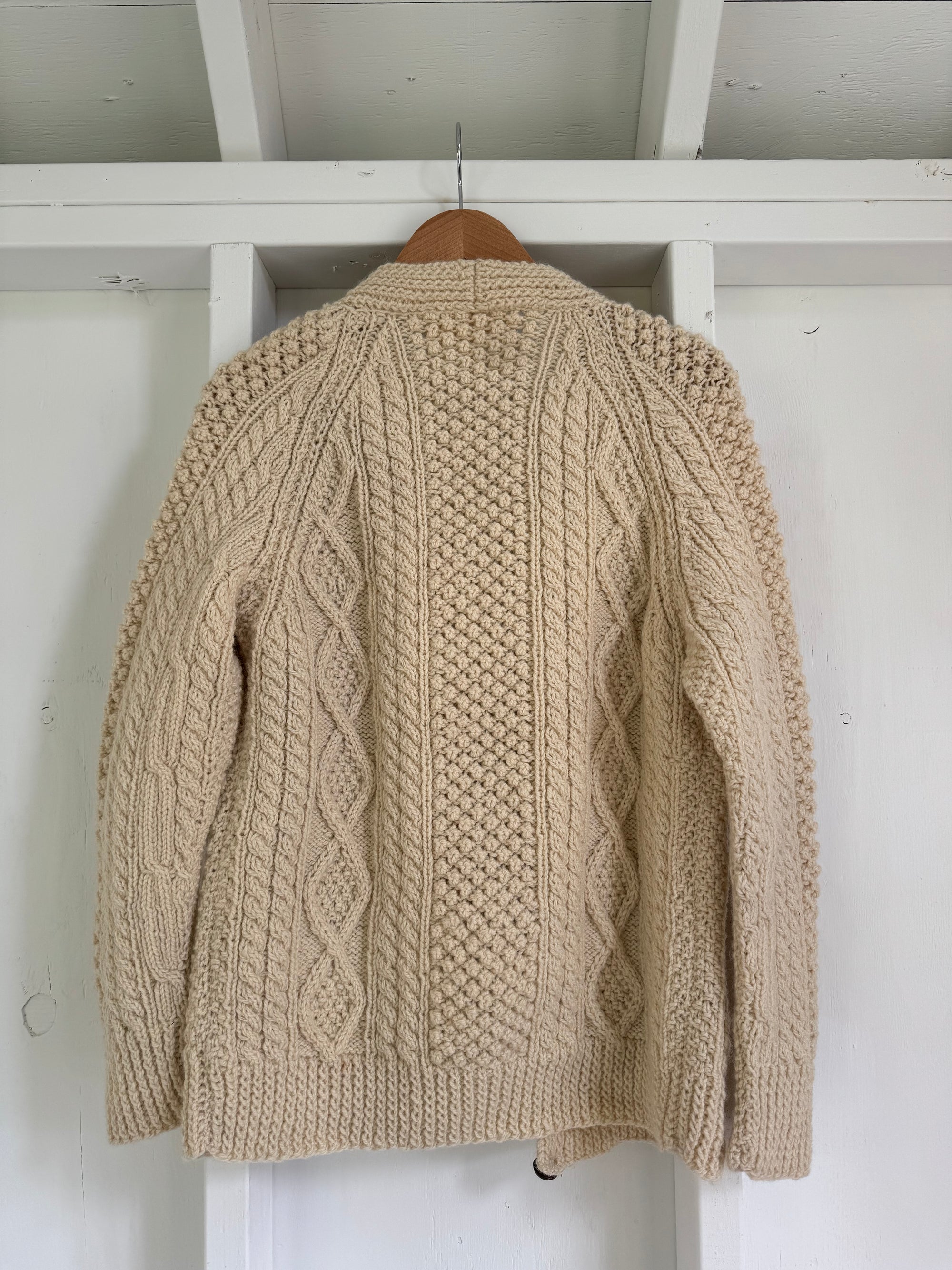 Vintage Wool Fisherman's Sweater - V Neck Cardigan