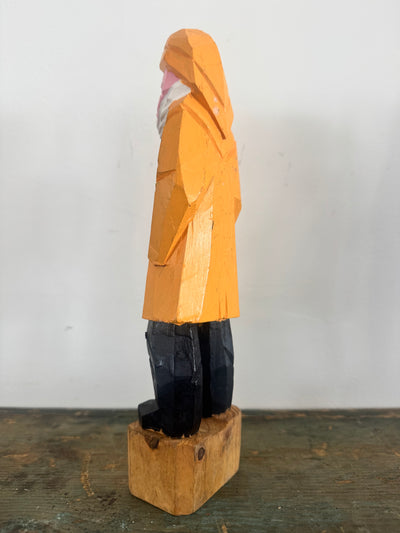 Vintage Handcarved Fisherman - Yellow