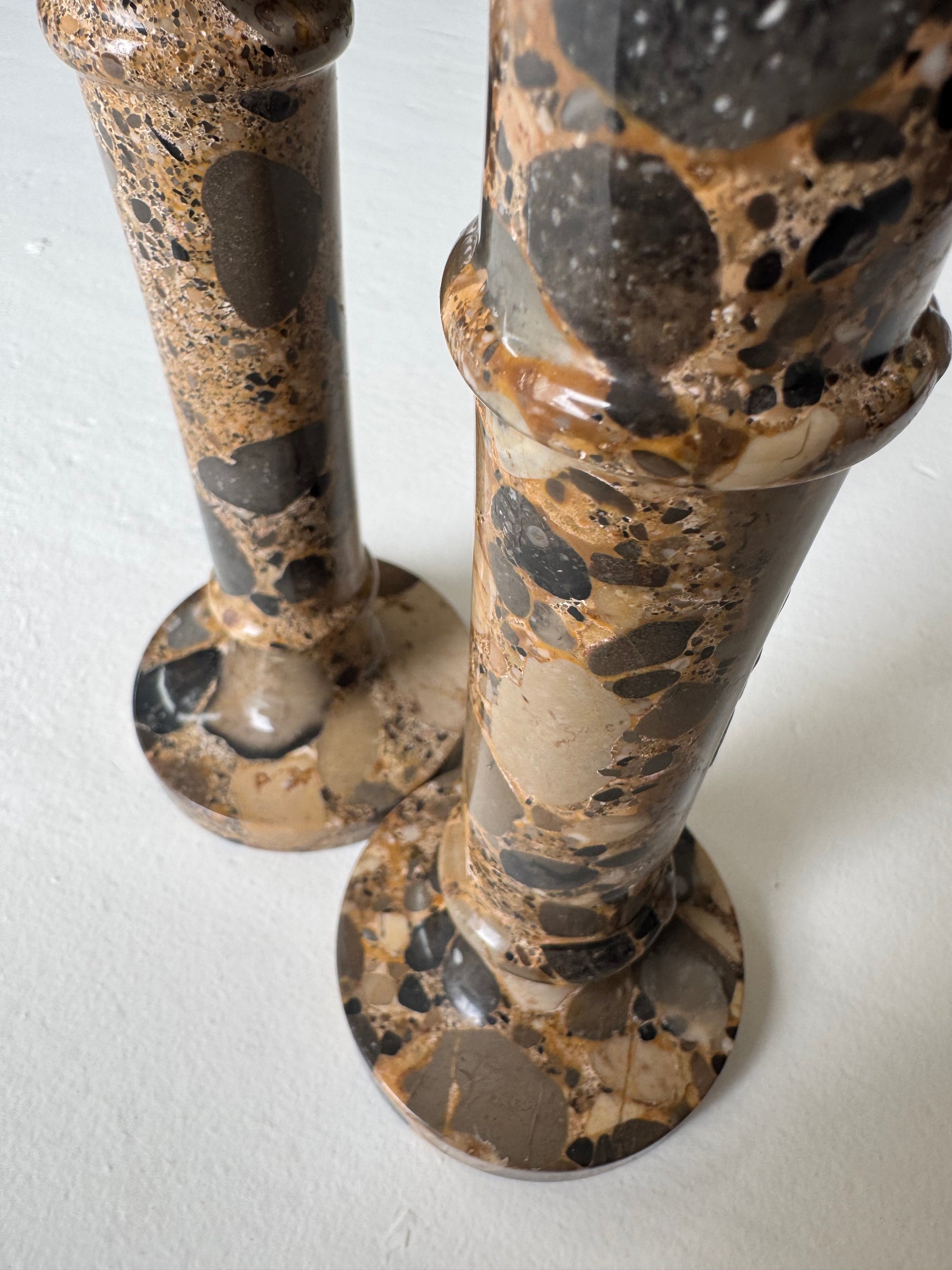 Pair of Vintage Stone Candlesticks