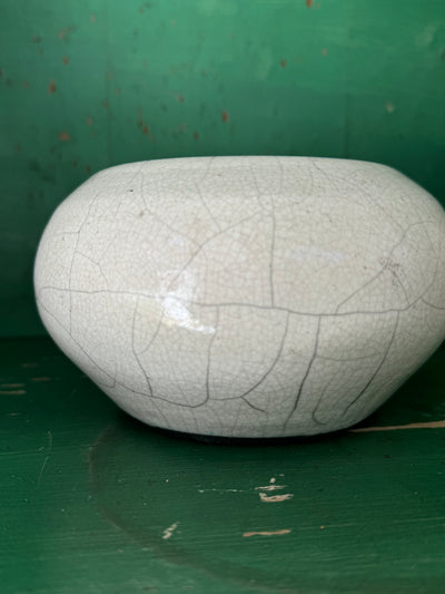 Small Vintage White Crackle Vessel