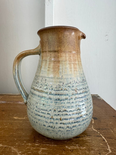 80s Handmade Ceramic Pitcher - Diamonds & Rust