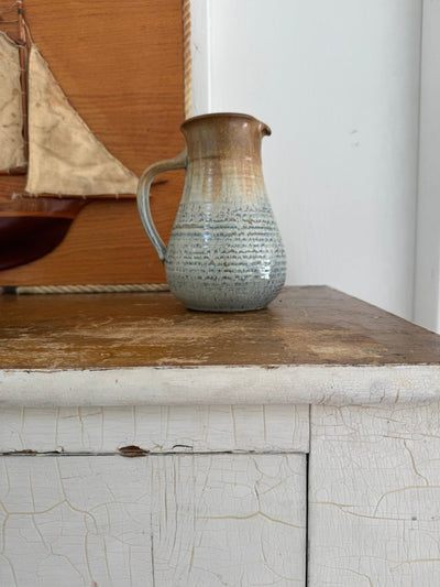 80s Handmade Ceramic Pitcher - Diamonds & Rust