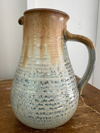 80s Handmade Ceramic Pitcher - Diamonds & Rust