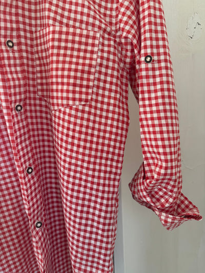 Vintage Cotton Gingham Shirt - Red