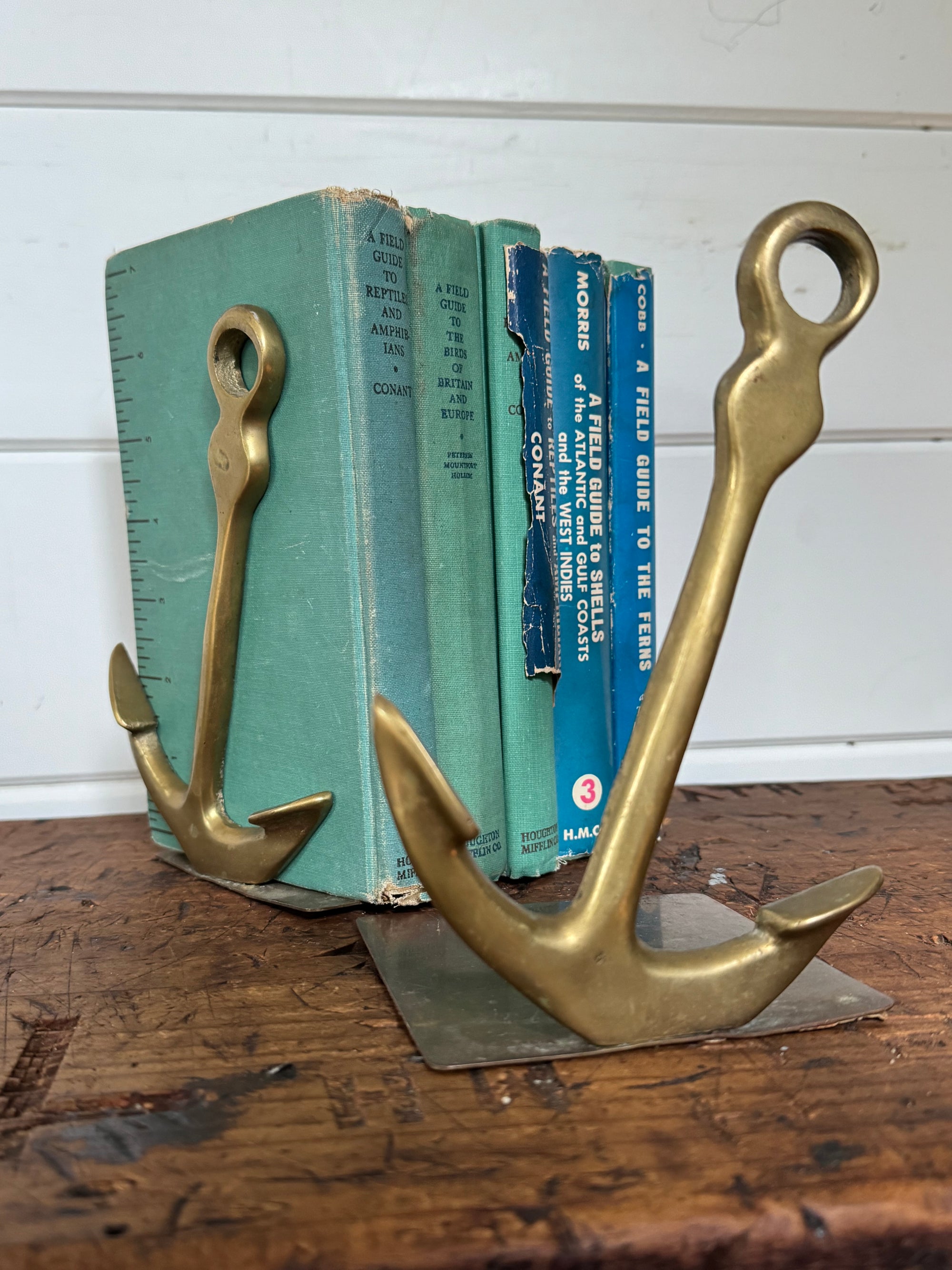 Vintage Brass Anchor Books Ends - Pair