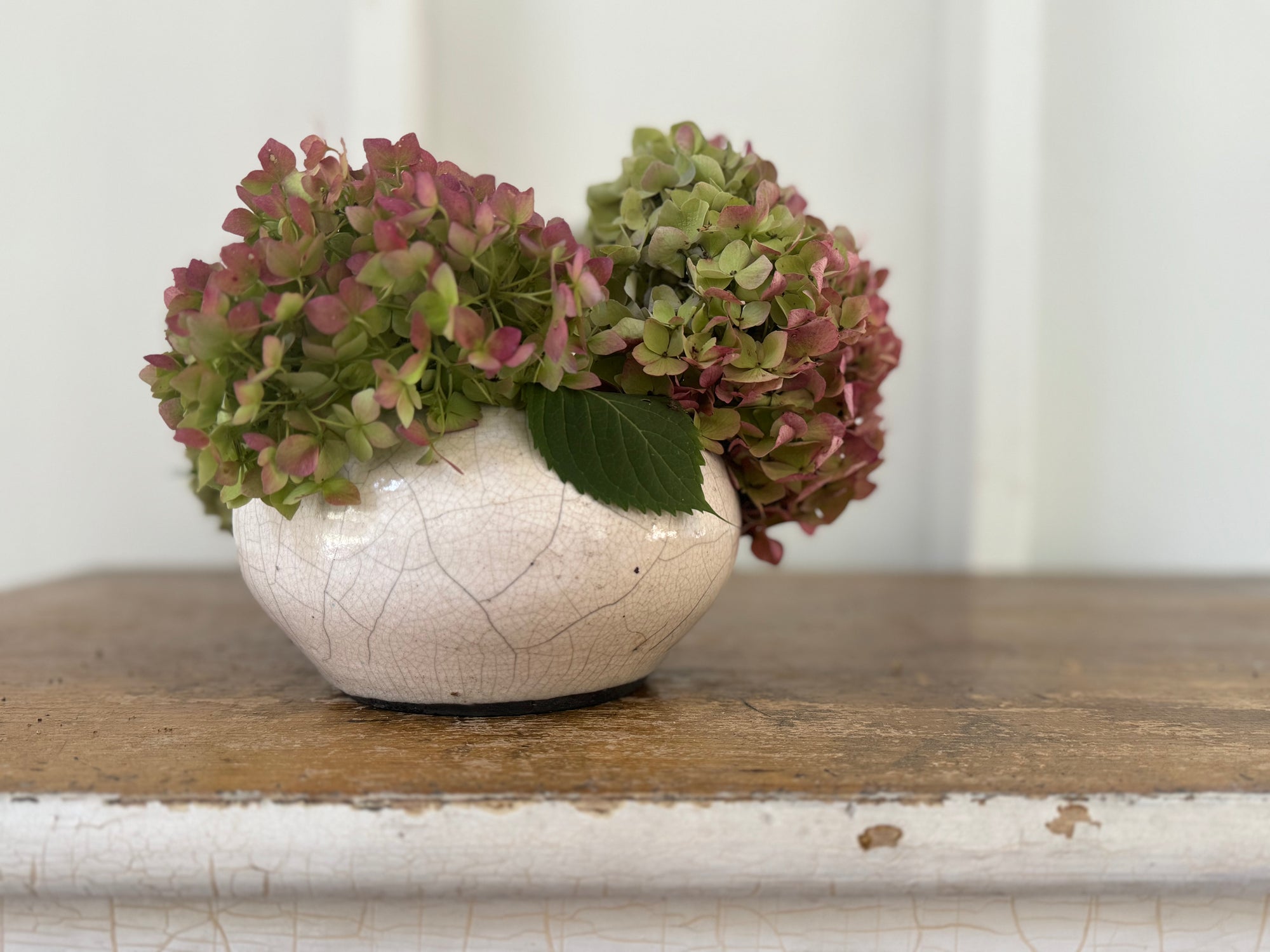 Small Vintage White Crackle Vessel
