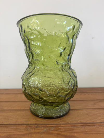Vintage Crinkle Glass Vase - wide