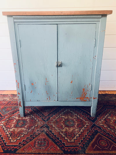 Antique Painted Blue Cabinet