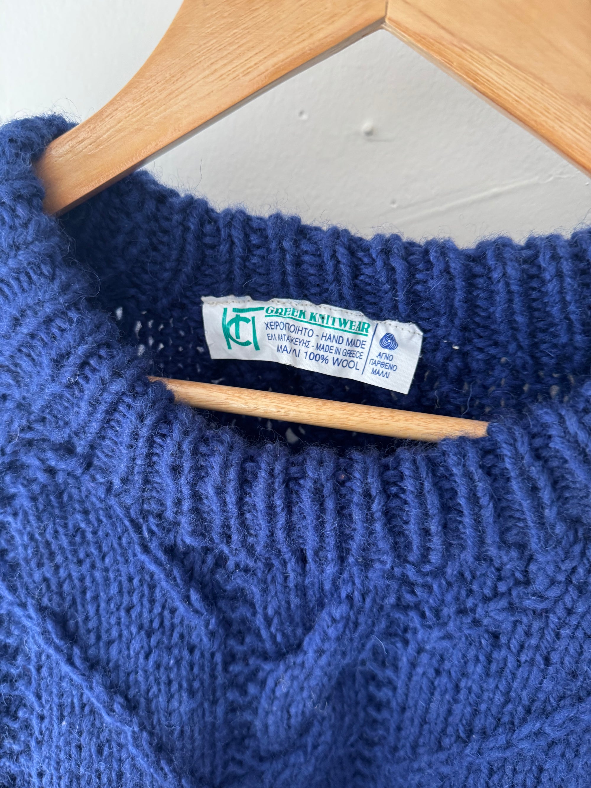 Vintage Wool Fishermen's Sweater Blue