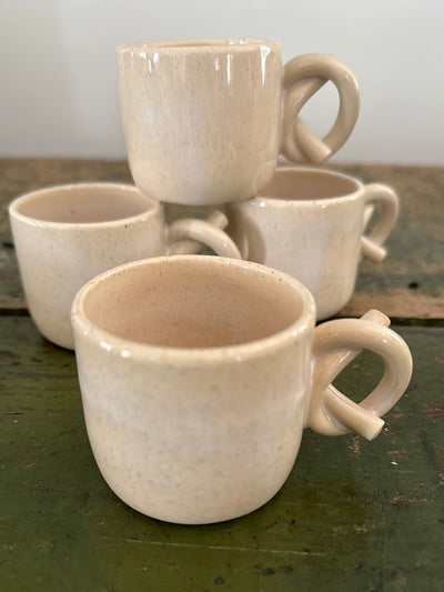 Handmade Ceramic Knot Handle Espresso Cup