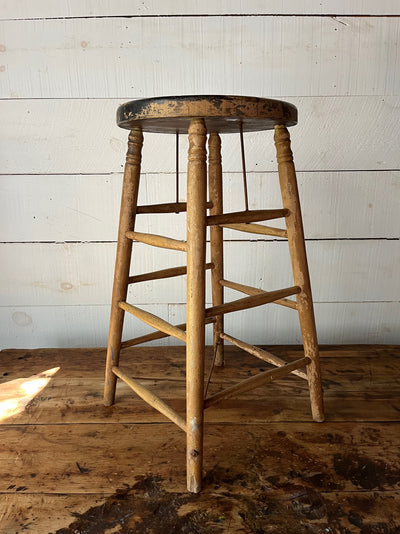 Vintage Wood Stool - Light Wood