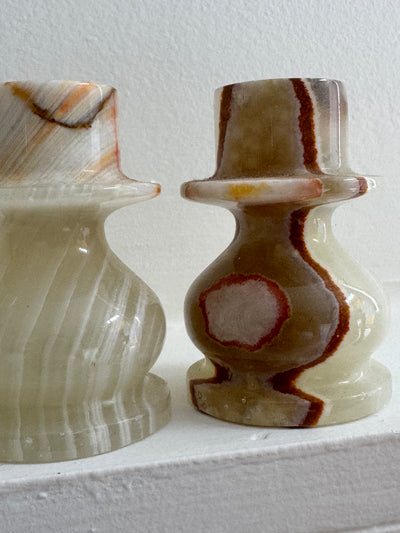 Pair of Vintage Stone Candlesticks