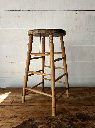 Vintage Wood Stool - Light Wood