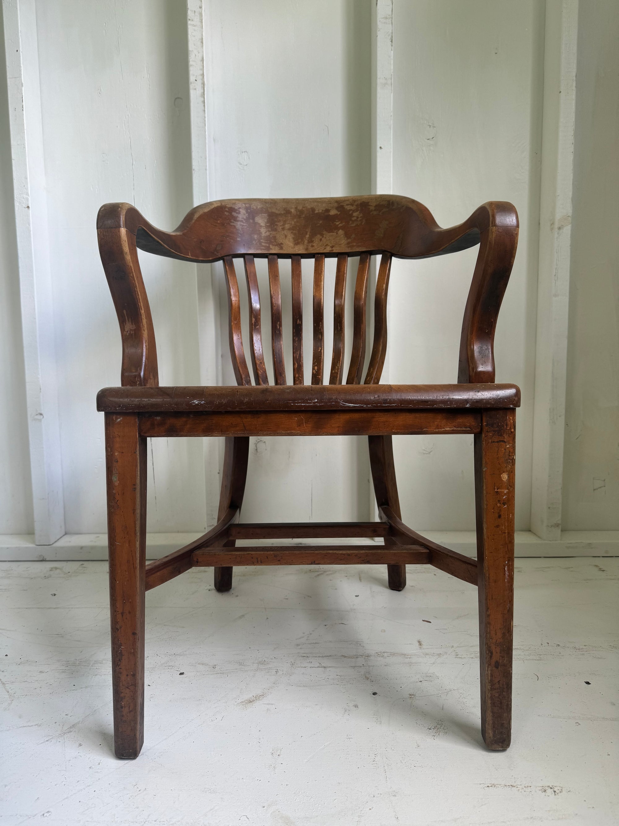 Vintage Walnut Banker Chair