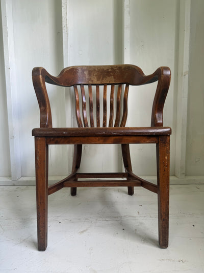 Vintage Walnut Banker Chair