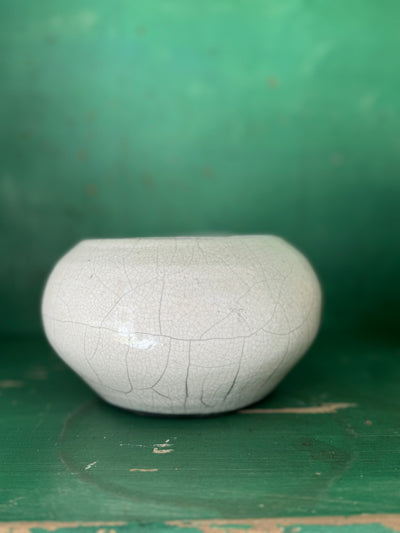 Small Vintage White Crackle Vessel
