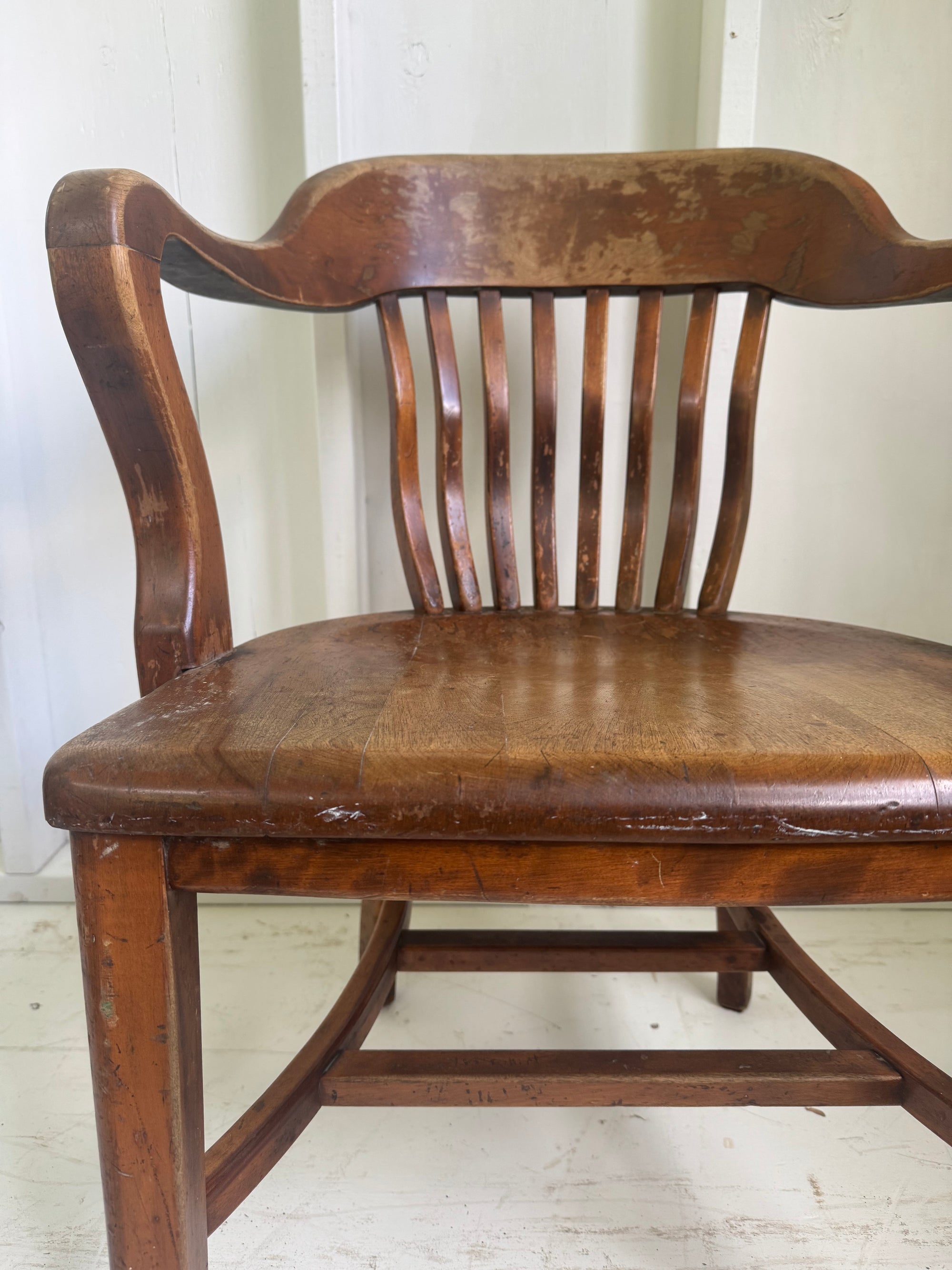 Vintage Walnut Banker Chair
