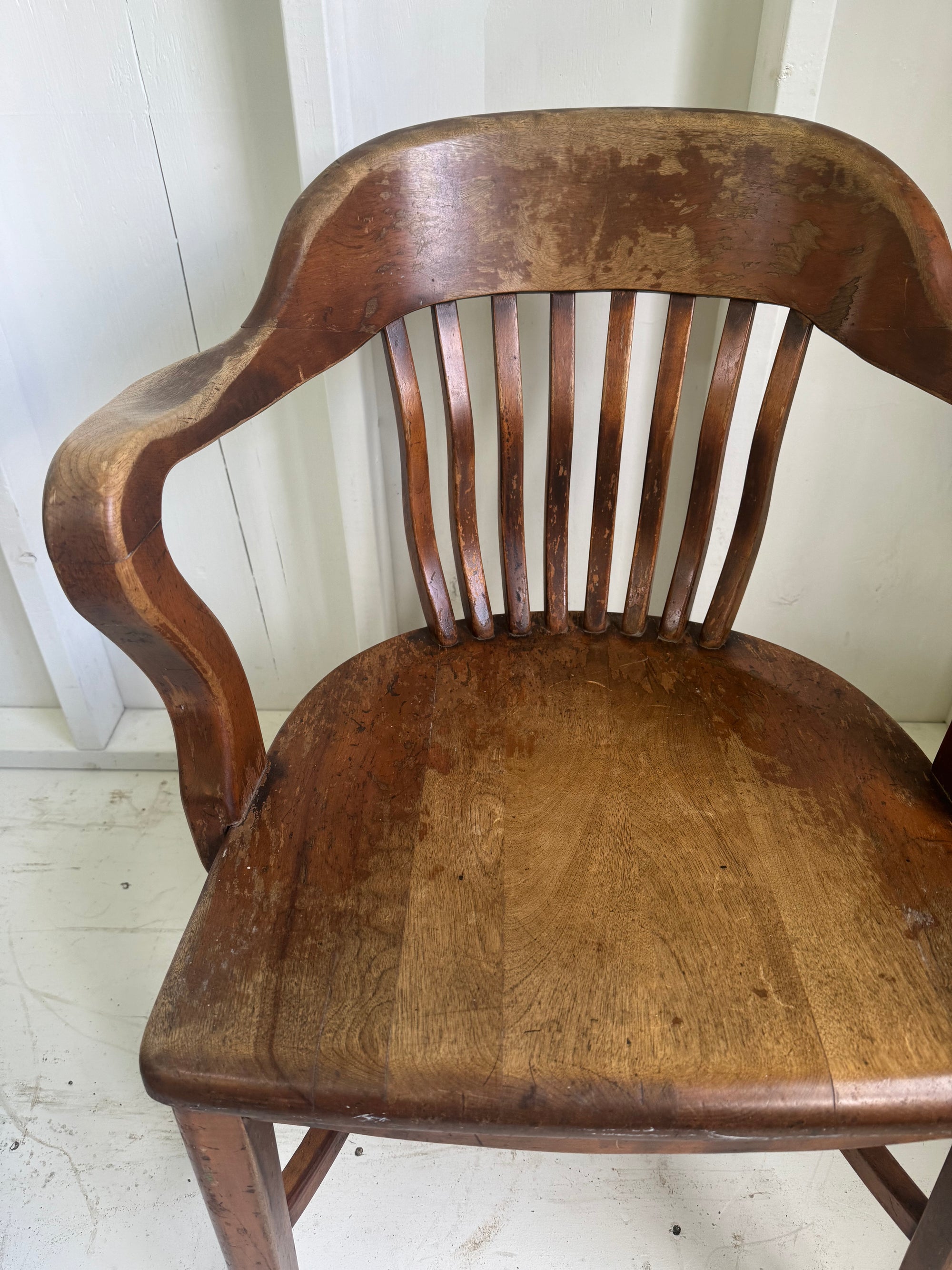 Vintage Walnut Banker Chair