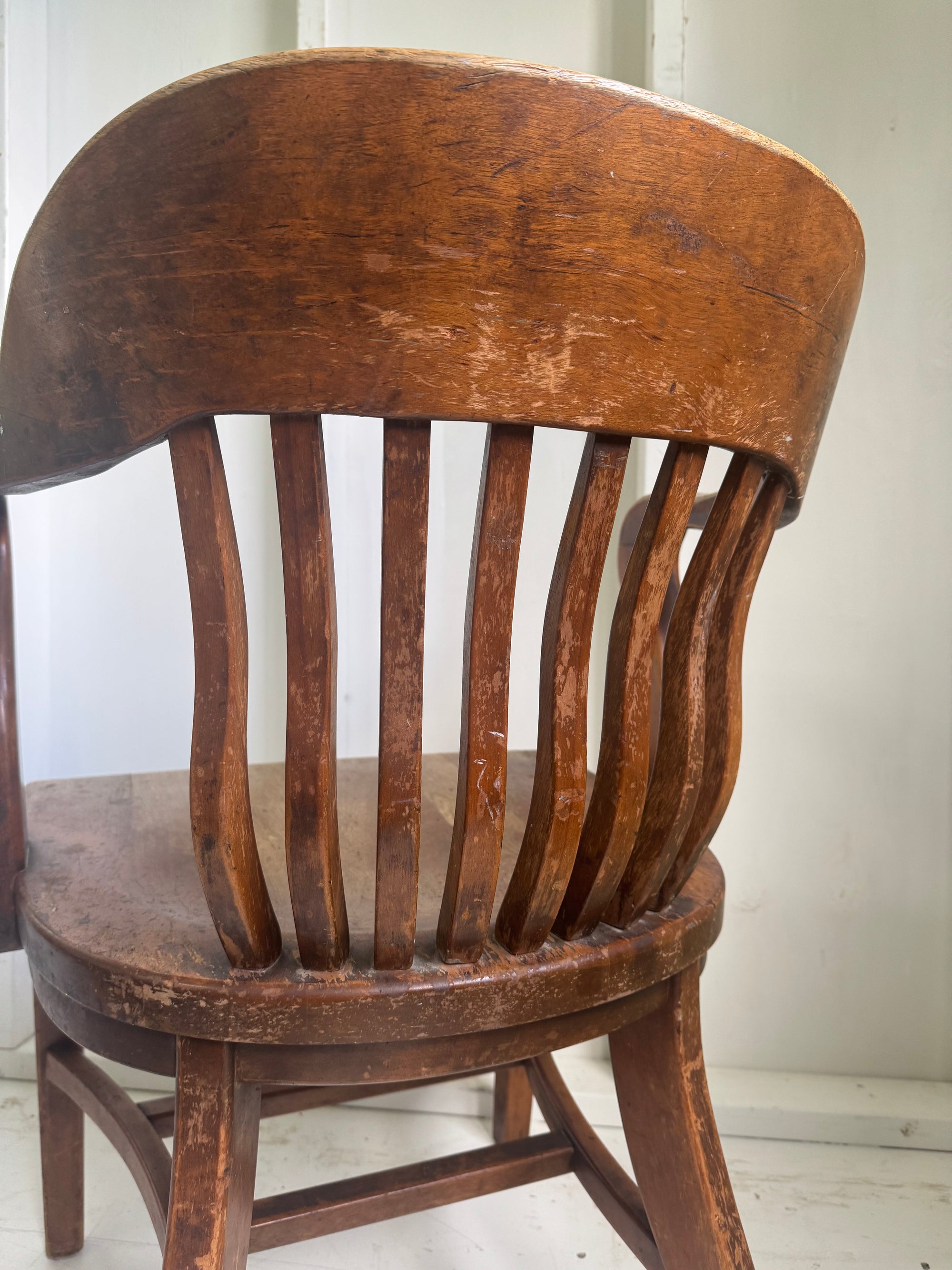Vintage Walnut Banker Chair
