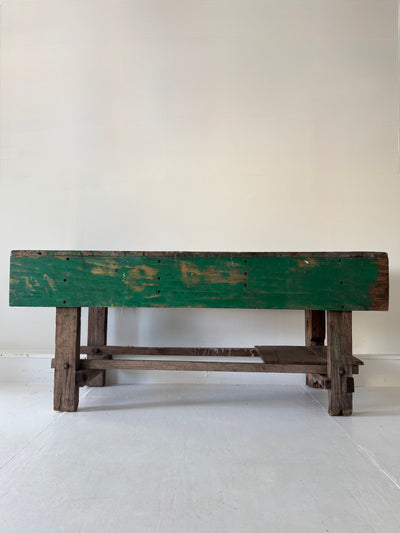 Vintage Industrial Workbench – Chippy Green Patina