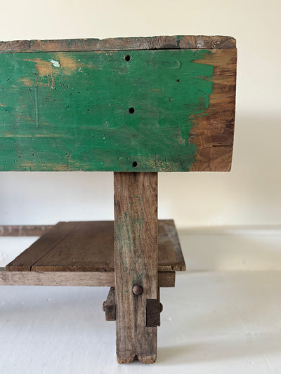 Vintage Industrial Workbench – Chippy Green Patina
