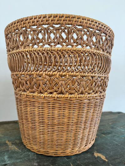 Vintage MCM Wicker Paper Basket