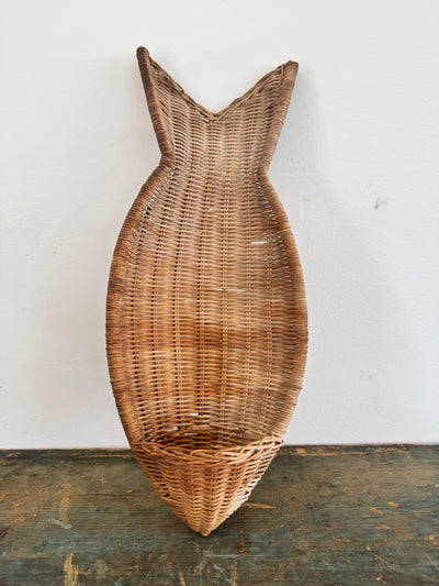 Vintage Fish Shaped Wicker Basket